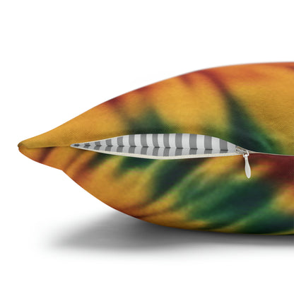 Spun Polyester Square Pillowcase Orange/Green Tie Dye