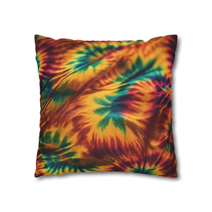 Spun Polyester Square Pillowcase Orange/Green Leaves