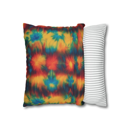 Spun Polyester Square Pillowcase Floral Tie Dye