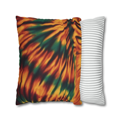 Spun Polyester Square Pillowcase Orange/Green Tie Dye